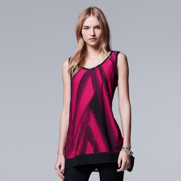 Women's Simply Vera Vera Wang Abstract Jacquard Tank, Size: Large, Pink