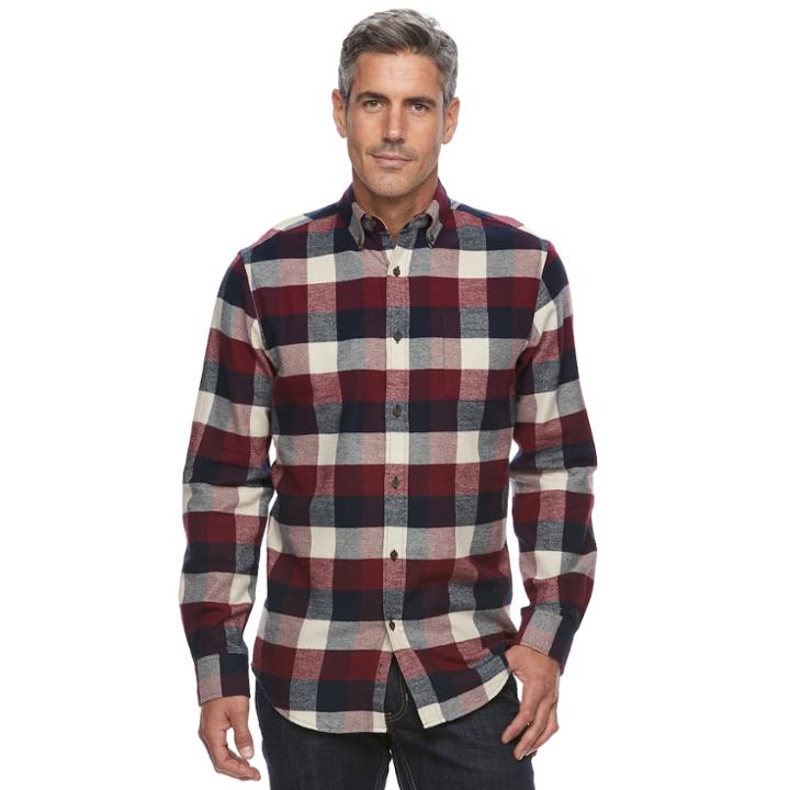 Big & Tall Croft & Barrow&reg; True Comfort Plaid Classic-fit Flannel Button-down Shirt, Men's, Size: Large, Red