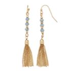 Lc Lauren Conrad Gold Tone Nickel Free Bead And Tassel Drop Earrings, Women's, Blue