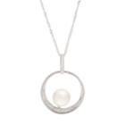 Pearlustre By Imperial Sterling Silver Freshwater Cultured Pearl & Cubic Zirconia Circle Pendant, Women's, Size: 18, White