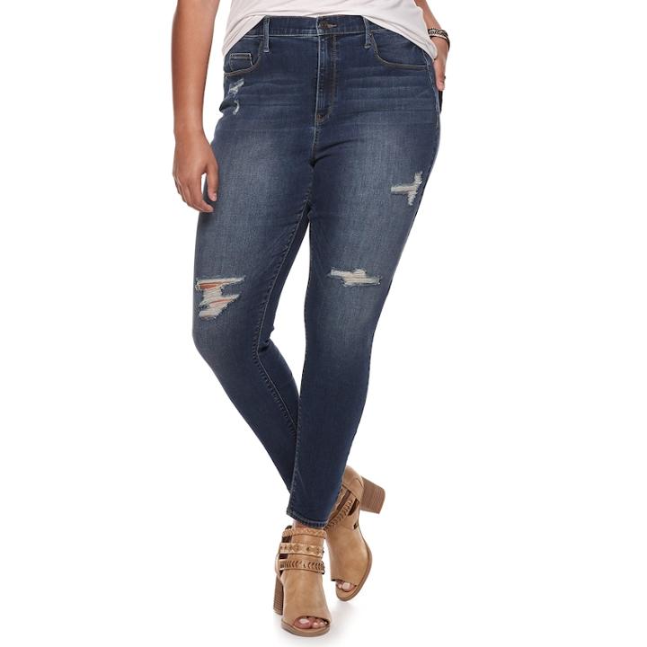 Juniors' Plus Size Mudd&reg; High-waisted Jeggings, Teens, Size: 24, Blue