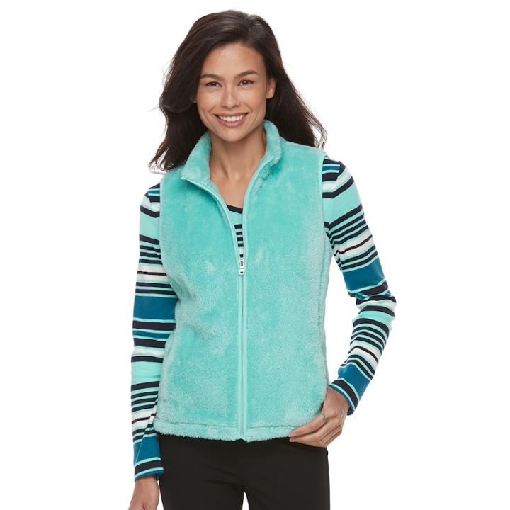 Croft & Barrow&reg; Petite Fleece Vest, Women's, Size: Xs Petite, Turquoise/blue (turq/aqua)