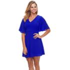 Petite Suite 7 Crepe Short Sleeve Fit & Flare Dress, Women's, Size: 8 Petite, Blue
