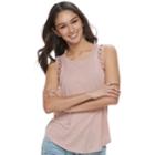 Juniors' Mudd&reg; Lattice-detail Scoopneck Tank, Teens, Size: Medium, Light Pink