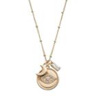 Long Evil Eye & Crescent Charm Necklace, Women's, Gold