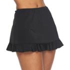 Women's A Shore Fit Hip Minimizer Ruffled Skirtini Bottoms, Size: 12, Black