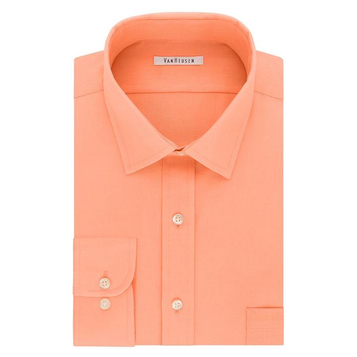 Men's Van Heusen Flex Collar Regular-fit Pincord Dress Shirt, Size: 18.5 36/37, Orange Oth
