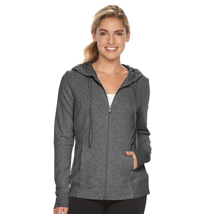 Women's Tek Gear&reg; Dry Tek Long Sleeve Hoodie, Size: Large, Dark Grey