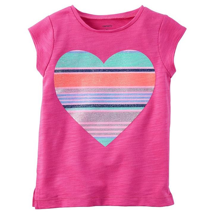 Girls 4-8 Carter's Heart Tee, Girl's, Size: 5, Pink