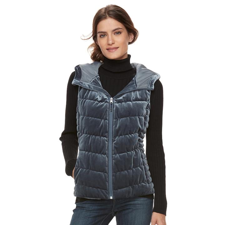 Women's Bnci Velvet Vest, Size: Large, Grey