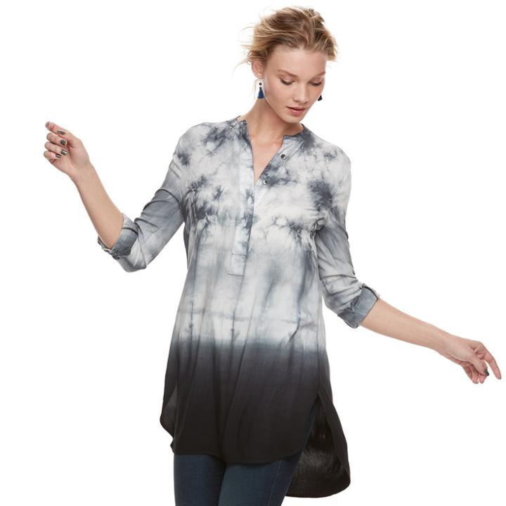 Women's Rock & Republic&reg; Tie-dye High-low Tunic, Size: Small, White