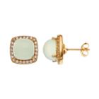 Sophie Miller 14k Gold Over Silver Chalcedony & Cubic Zirconia Halo Stud Earrings, Women's, Blue