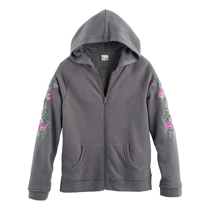 Girls 7-16 Mudd&reg; Zip-up Embellished Hoodie, Size: 7-8, Med Grey