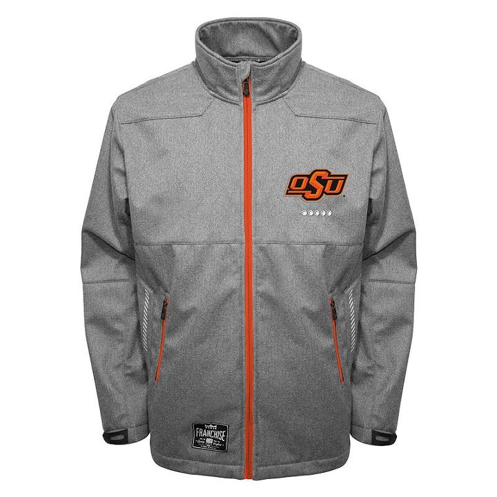 Men's Franchise Club Oklahoma State Cowboys Tech Fleece Softshell Jacket, Size: Xl, Grey