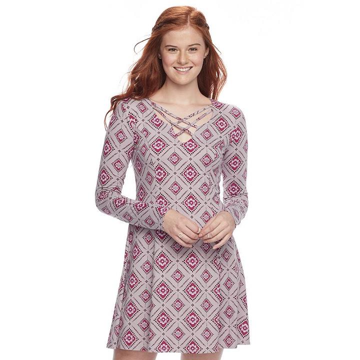 Juniors' Mudd&reg; Fit & Flare Cross Front Dress, Teens, Size: Xl, Purple