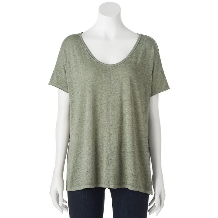 Juniors' Mudd&reg; Drop Shoulder Burnout Tee, Girl's, Size: Medium, Med Green
