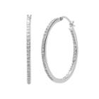 Diamond Mystique Platinum Over Silver Diamond Accent Hoop Earrings, Women's, White
