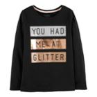 Girls 4-12 Oshkosh B'gosh&reg; You Had Me At Glitter Embellished Graphic Tee, Size: 8, Black