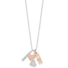 Love This Life Two Tone Crystal Sisters Charm Necklace, Women's, Size: 18, Silver