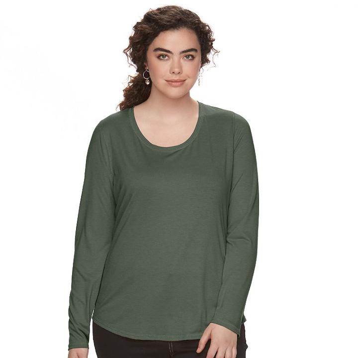 Juniors' Plus Size Mudd&reg; Scoopneck Tee, Teens, Size: 1xl, Med Green