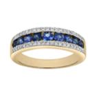 14k Yellow Gold Sapphire & 1/5 Carat T.w. Diamond Wedding Ring, Women's, Size: 6, Blue