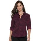 Women's Rock & Republic&reg; Twill Shirt, Size: Xxl, Dark Red