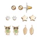 Apt. 9&reg; Star, Owl & Leaf Nickel Free Stud Earring Set, Women's, Gold