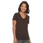 Women's Croft & Barrow&reg; Essential V-neck Tee, Size: Large, Dark Brown