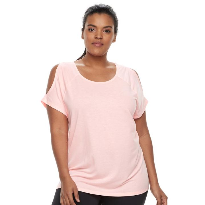 Plus Size Tek Gear&reg; Cold-shoulder Tee, Women's, Size: 1xl, Med Pink