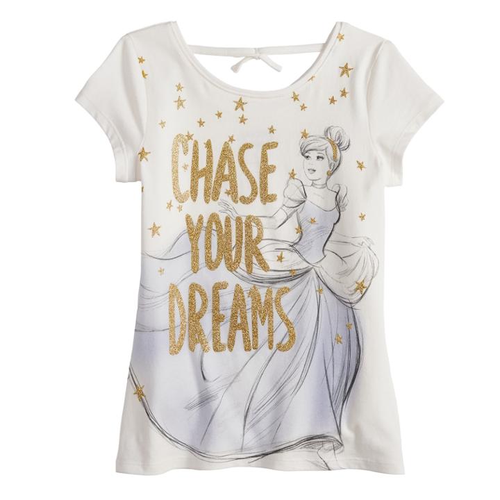 Disney's Cinderella Chase Your Dreams Girls 4-10 Faux-tie Back Graphic Tee By Jumping Beans&reg;, Size: 7, Natural