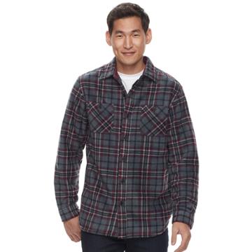 Men's Anchorage Expedition Classic-fit Plaid Fleece Shirt Jacket, Size: Large, Dark Red