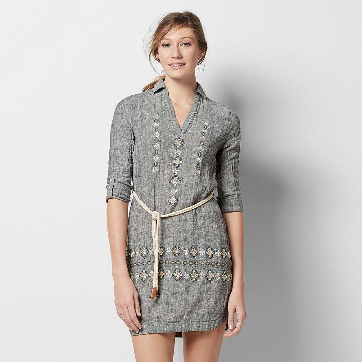 Women's Sonoma Goods For Life&trade; Linen-blend Shirtdress, Size: Large, Grey