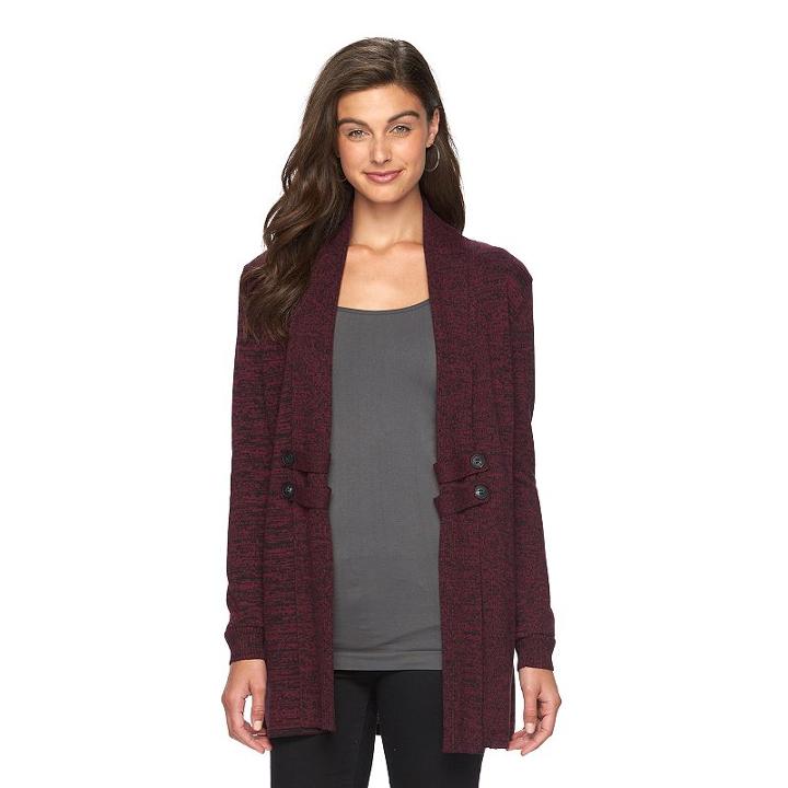 Women's Ab Studio Button Open-front Cardigan, Size: Small, Ovrfl Oth