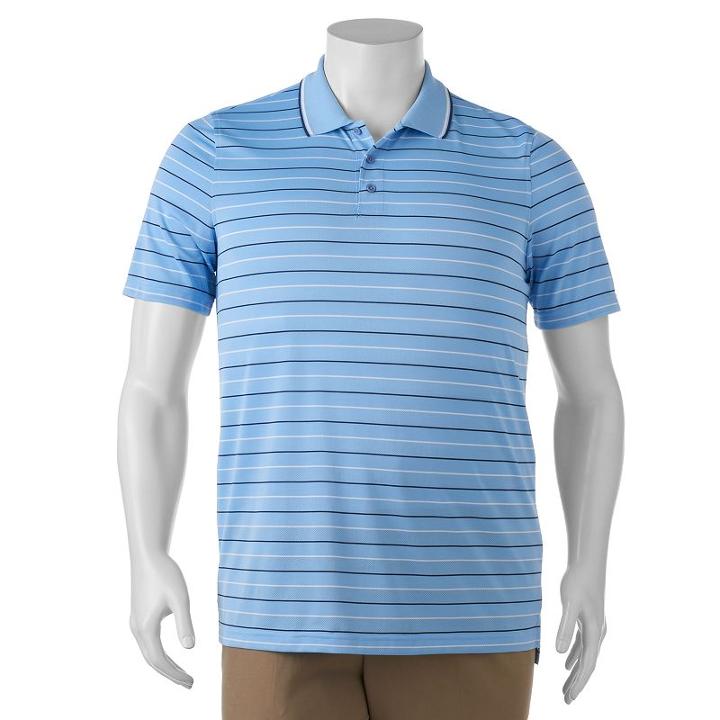 Big & Tall Croft & Barrow&reg; Classic-fit Striped Performance Polo, Men's, Size: L Tall, Med Blue