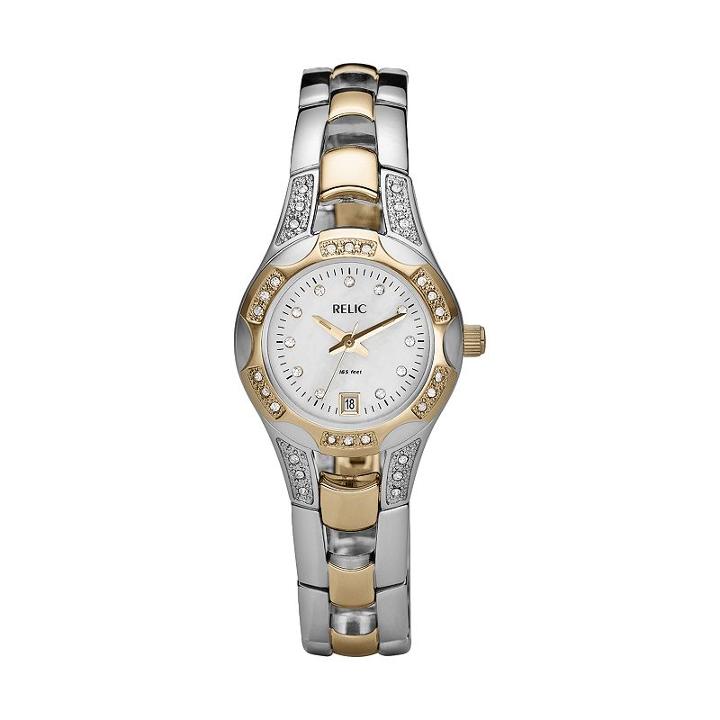 Relic Women's Crystal Two Tone Watch, Size: Small, Multicolor