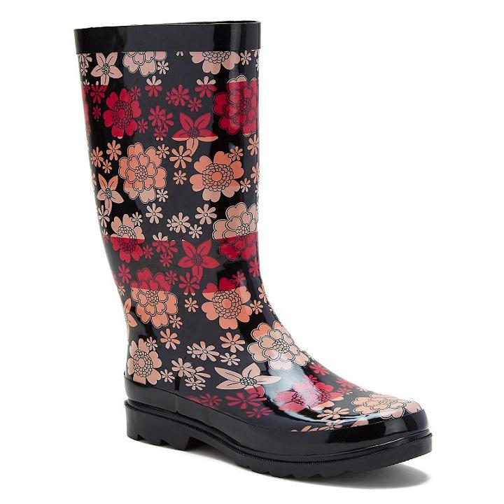 Sugar Raffle Women's Waterproof Rain Boots, Girl's, Size: 10, Black