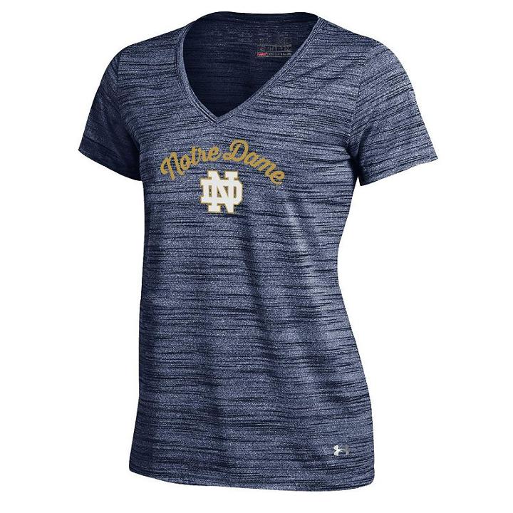 Women's Under Armour Notre Dame Fighting Irish Space Tech Tee, Size: Xl, Blue (navy)