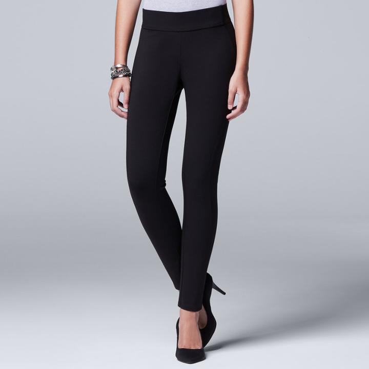Petite Simply Vera Vera Wang Pull-on Skinny Pants, Women's, Size: S Petite, Black