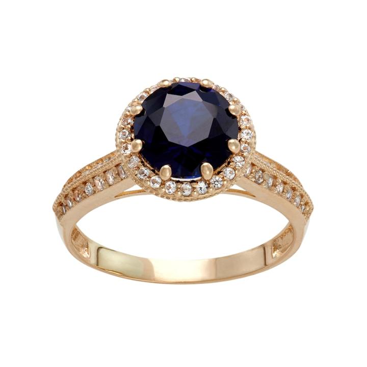 10k Gold Lab-created Blue & White Sapphire Halo Ring, Women's, Size: 8