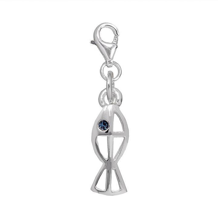 Individuality Beads Crystal Sterling Silver Fish Cross Charm, Women's, Multicolor