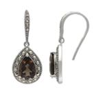 Lavish By Tjm Sterling Silver Smoky Quartz Drop Earrings - Made With Swarovski Marcasite, Women's, Brown
