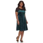 Plus Size Chaya Lace Illusion Velvet Dress, Women's, Size: 20 W, Med Green