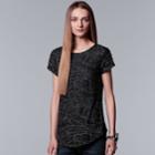 Women's Simply Vera Vera Wang Windy Floral Tee, Size: Xxl, Black