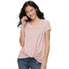 Juniors' Candie's&reg; Striped Knot-front Tee, Teens, Size: Xl, Brt Pink