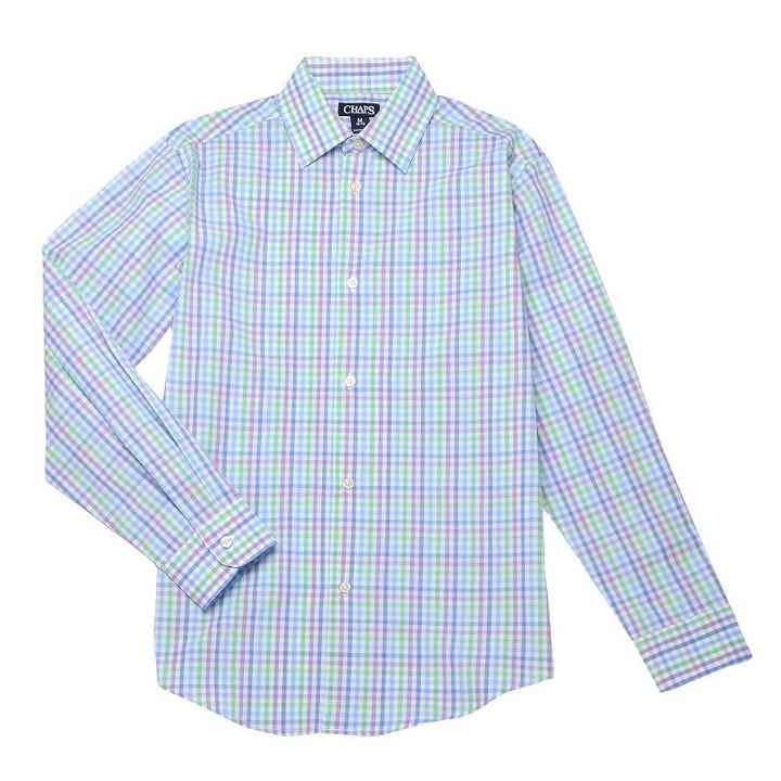 Boys 8-20 Chaps Plaid Button-down Shirt, Boy's, Size: 10-12, Med Blue