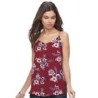 Juniors' Pink Republic Woven Print V-neck Tank, Teens, Size: Small, Purple Oth
