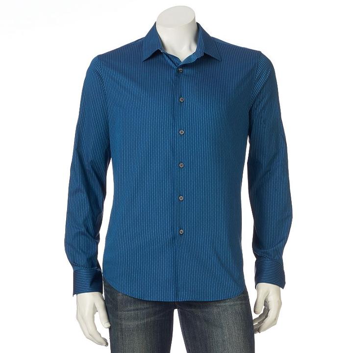 Men's Apt. 9&reg; Slim-fit Stretch Button-down Shirt, Size: Xlg Slim, Blue