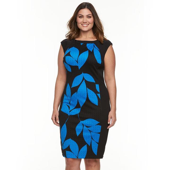 Plus Size Suite 7 Jacquard Sheath Dress, Women's, Size: 16 W, Blue Other
