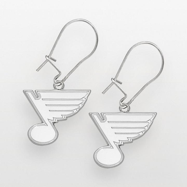 Logoart St. Louis Blues Sterling Silver Logo Drop Earrings, Women's, Grey