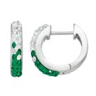 Michigan State Spartans Crystal Sterling Silver Huggie Hoop Earrings, Women's, Green